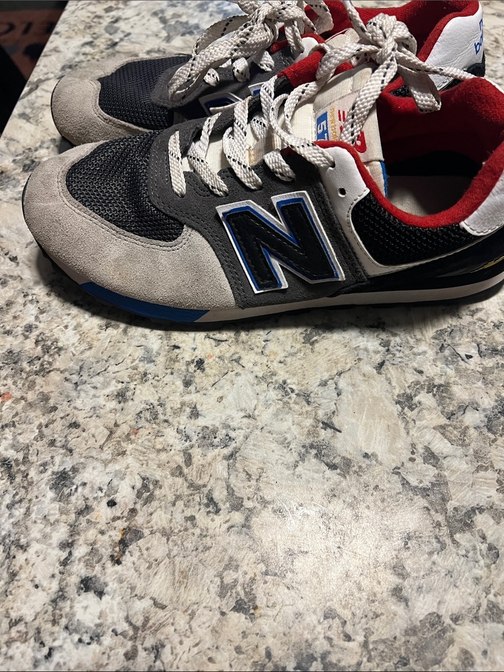 New Balance Gray Black Red Athletic Sneakers